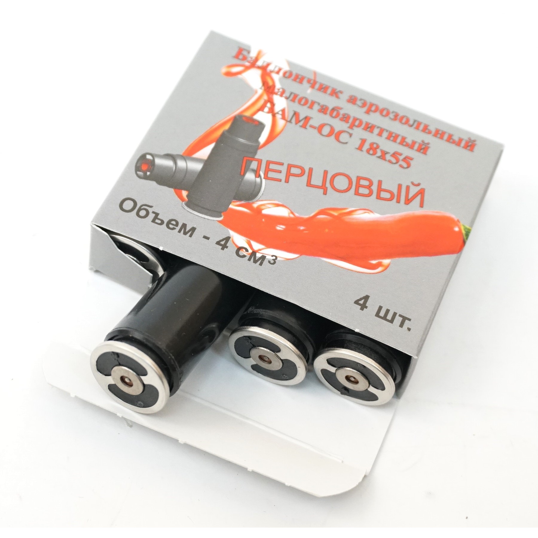 Аэрозольный перцовый малогабаритный баллончик, БАМ-ОС 18x55