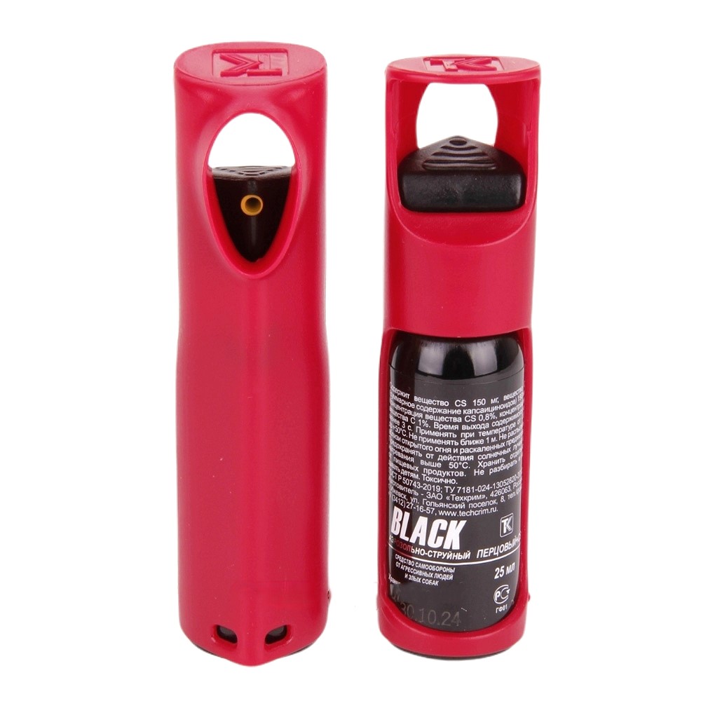 Перцовый баллончик Lady Black (аэрозольно-струйный), 25 мл в защитном футляре рубиновый