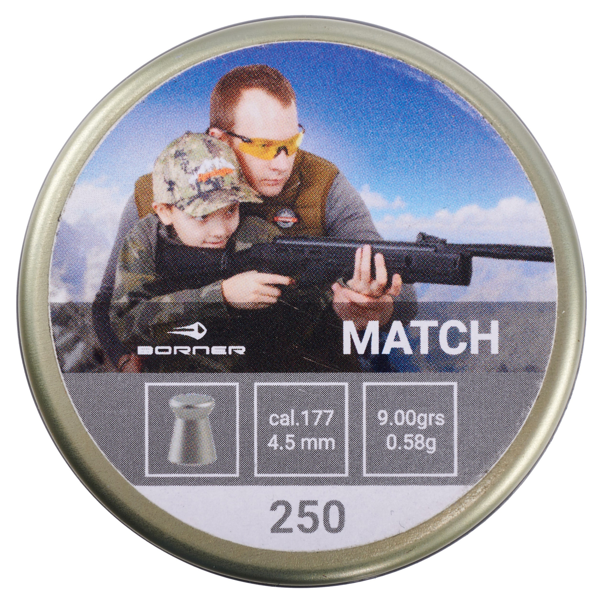 Пули для пневматики Borner Match 4,5 мм 0,58 грамма (250 шт.)